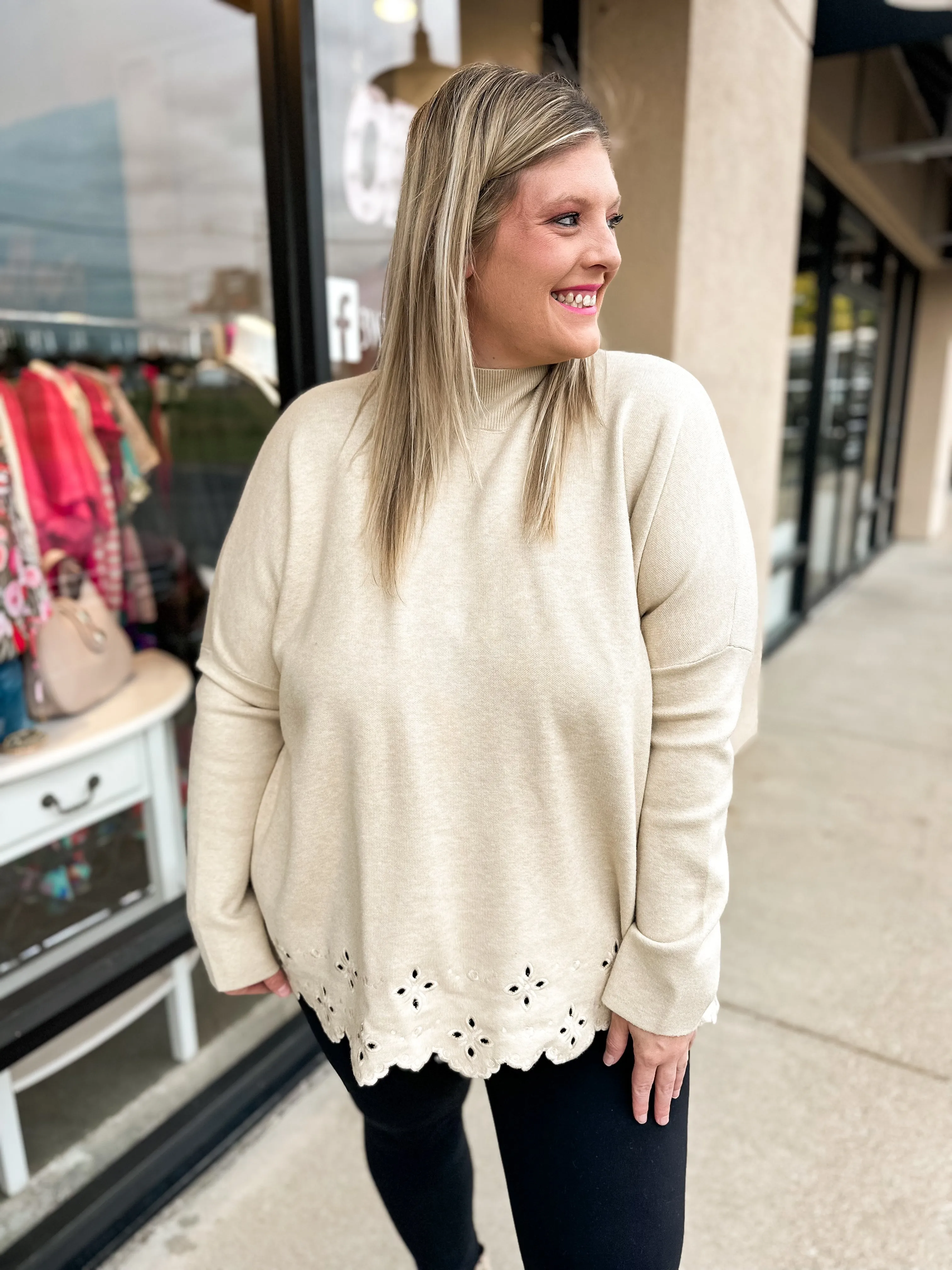 The Curvy Timeless Scalloped Sweater