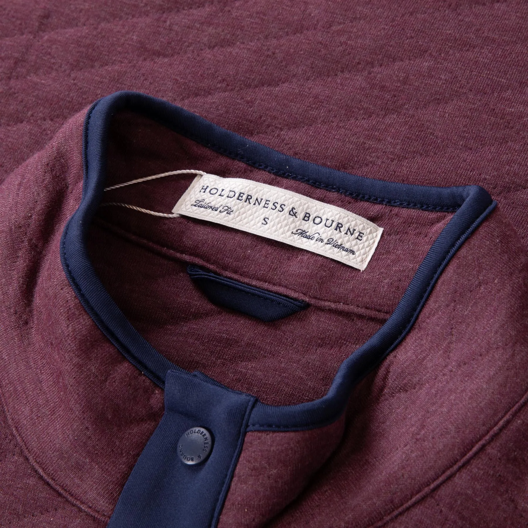 The Sullivan Snap Button Pullover Heathered Dark Claret/Navy - AW24