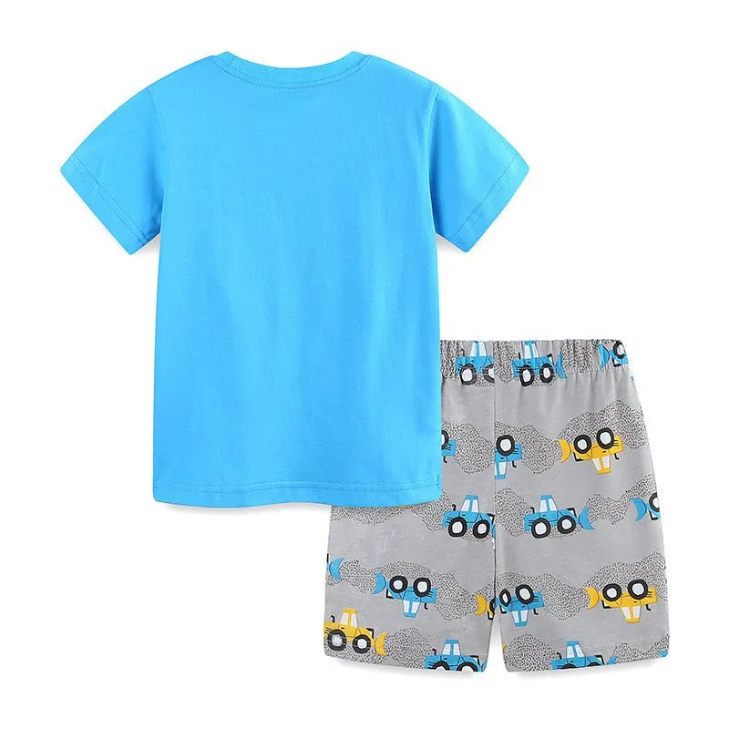 Toddler/Kid Boy's "Night Crew On Duty" Letter Print Tee with Shorts Set