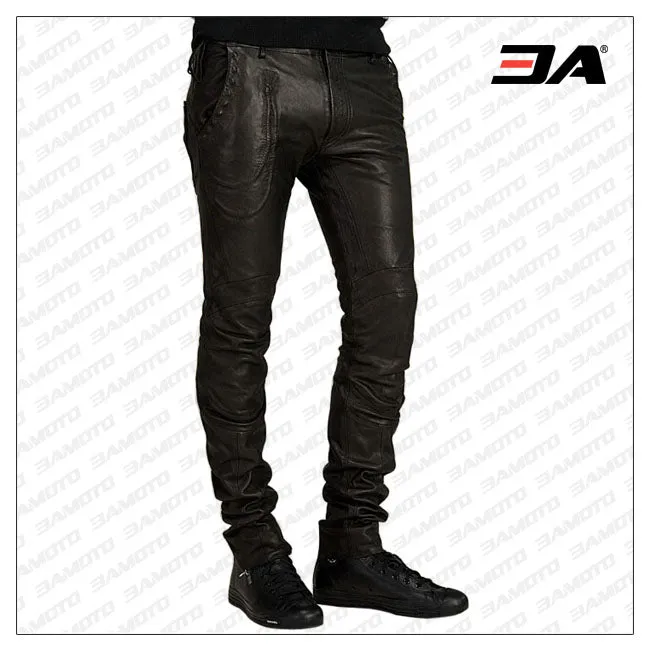 Unique Paneled Leather Pant For Men