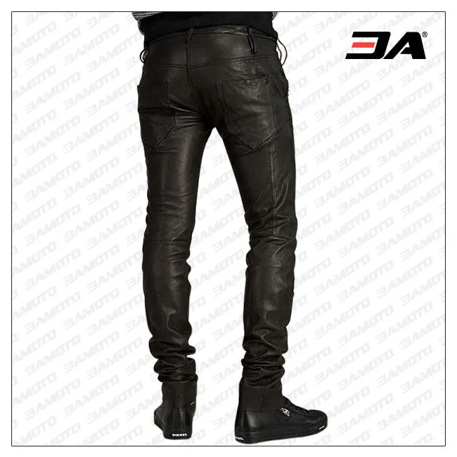 Unique Paneled Leather Pant For Men