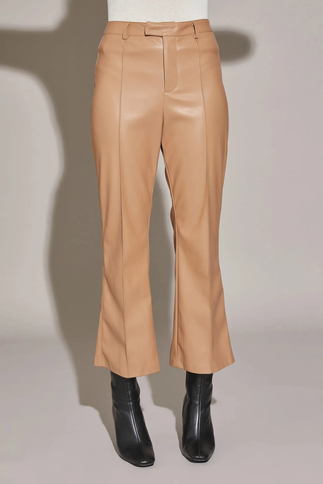 Vegan Leather Pintuck Ankle Pants