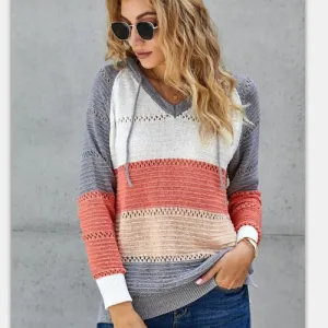 Versatile wear color patchwork long sleeve