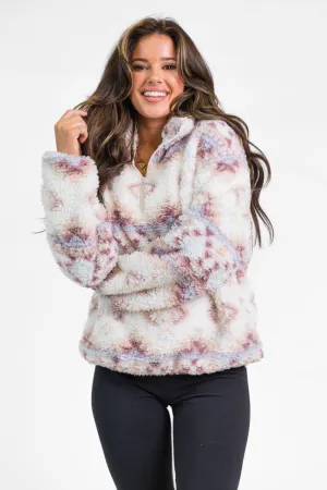 Way Out There Southwestern Print Sherpa Pullover SALE