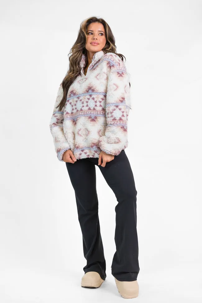 Way Out There Southwestern Print Sherpa Pullover SALE