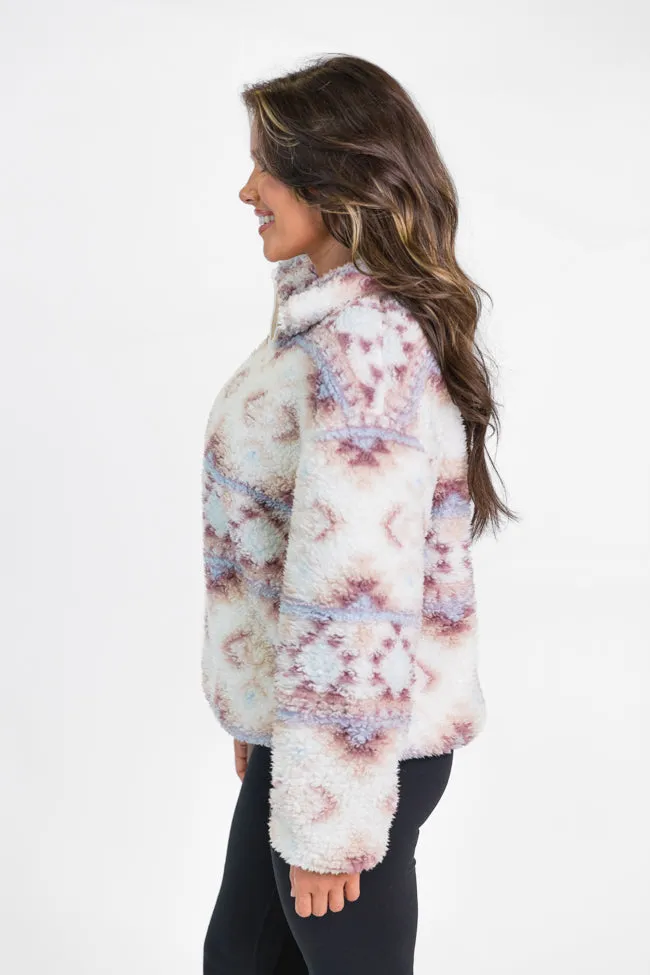 Way Out There Southwestern Print Sherpa Pullover SALE