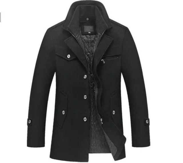 Winter Wool Coat Slim Fit Jackets Men Casual Outerwear