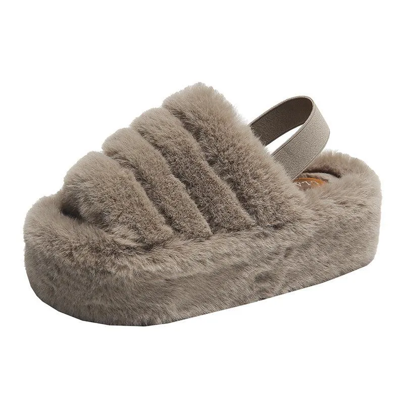 Women's Fashion Outerwear Warm Muffin Thick-soled Cotton Slippers