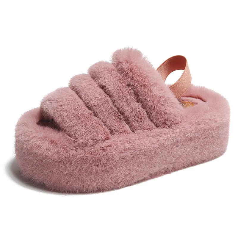 Women's Fashion Outerwear Warm Muffin Thick-soled Cotton Slippers