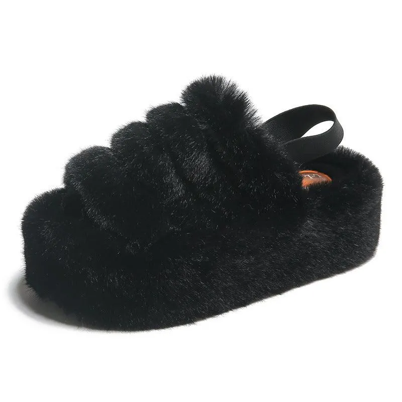 Women's Fashion Outerwear Warm Muffin Thick-soled Cotton Slippers