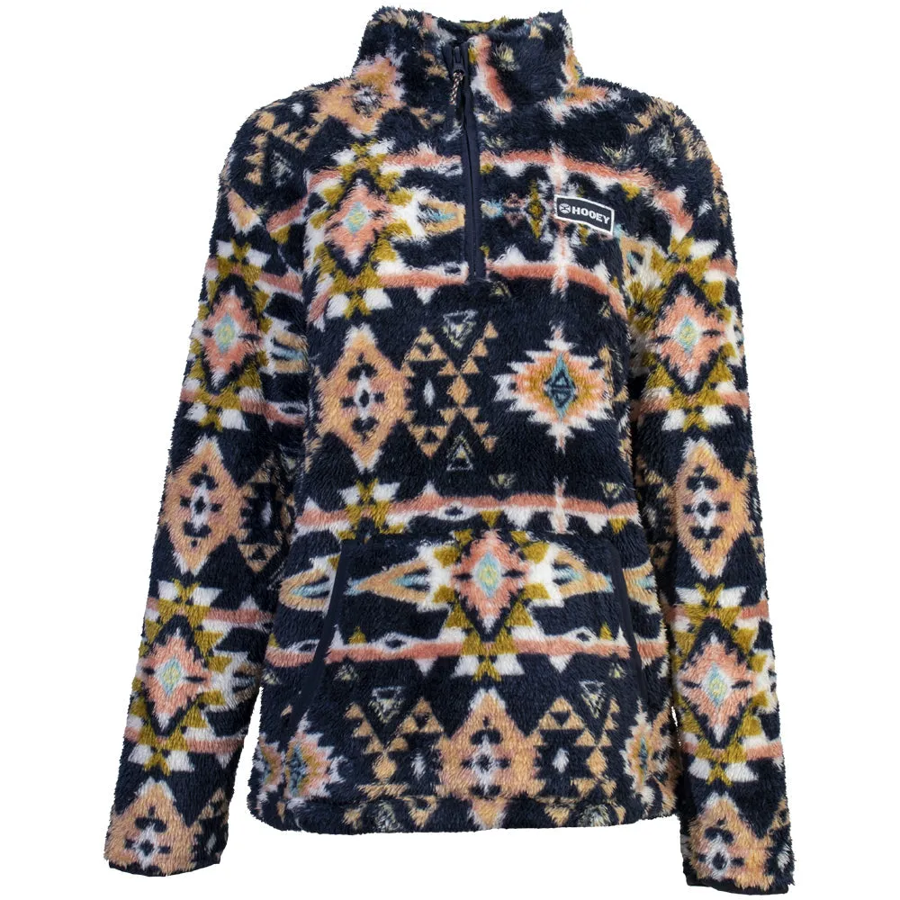 Youth "Girls Fleece Pullover" Navy/Aztec